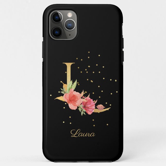 Anfangsbuchstaben für das Floral Monogramm Case-Mate iPhone Hülle (Rückseite)