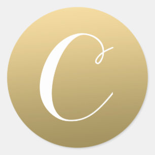 Anfangsbuchstaben für Gold Monogram Runder Aufkleber