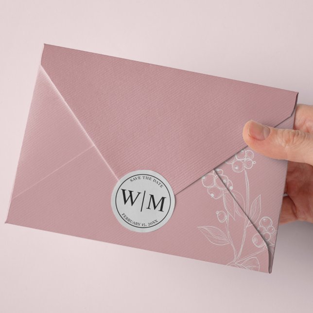 Anfangsbuchstaben für Monogramm Save the Date Runder Aufkleber (Von Creator hochgeladen)