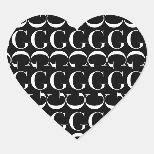 Anfangsbuchstaben G Herz-Aufkleber (Vorderseite)