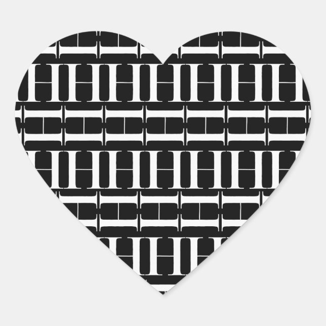 Anfangsbuchstaben H Herz-Aufkleber (Vorderseite)