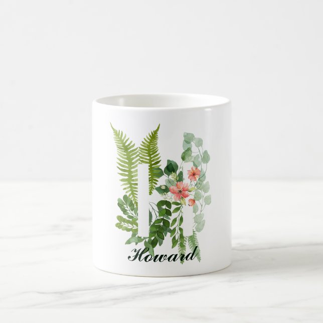 Anfangsbuchstaben H | Moderner Individuelle Name Kaffeetasse (Mittel)