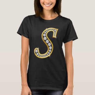 Anfangsbuchstaben in Monogramm, goldene Buchstaben T-Shirt