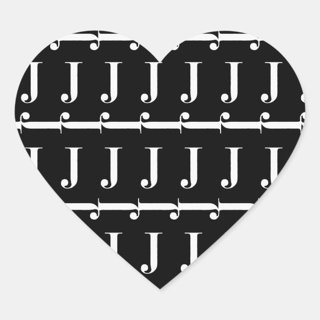 Anfangsbuchstaben J Herz-Aufkleber (Vorderseite)