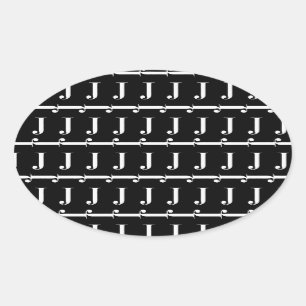 Anfangsbuchstaben J Ovaler Aufkleber