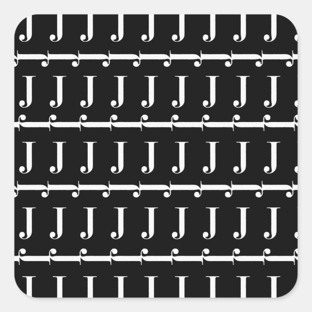 Anfangsbuchstaben J Quadratischer Aufkleber (Vorderseite)
