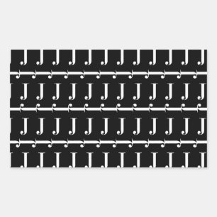 Anfangsbuchstaben J Rechteckiger Aufkleber