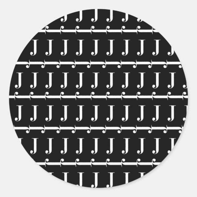 Anfangsbuchstaben J Runder Aufkleber (Vorderseite)