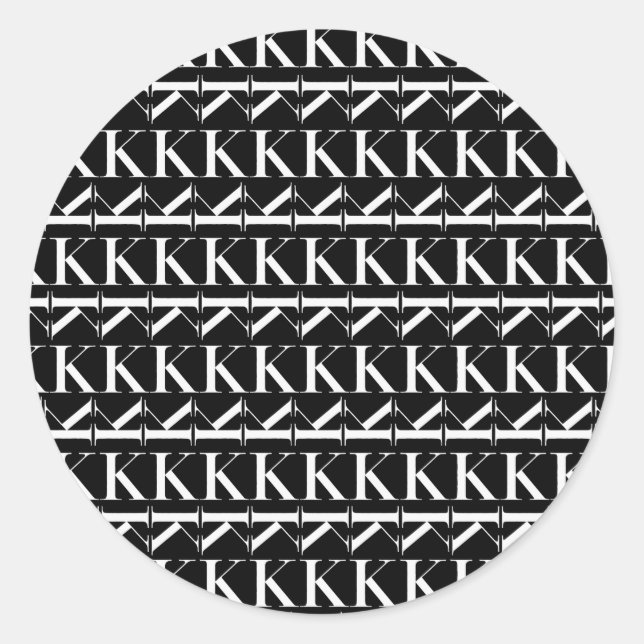 Anfangsbuchstaben K Runder Aufkleber (Vorderseite)