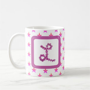Anfangsbuchstaben L Sterne Rosa Blume Kaffeetasse