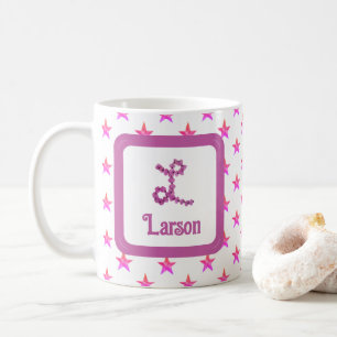 Anfangsbuchstaben L Sterne Rosa Blume Monogramm Kaffeetasse