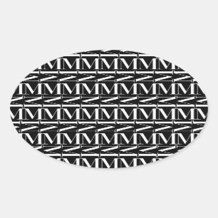 Anfangsbuchstaben M Ovaler Aufkleber