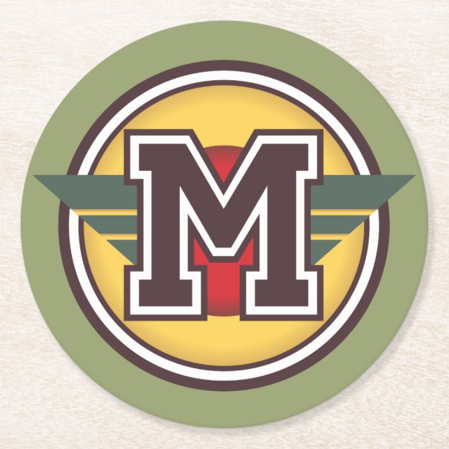 Anfangsbuchstaben "M" Runder Pappuntersetzer (Vorderseite)