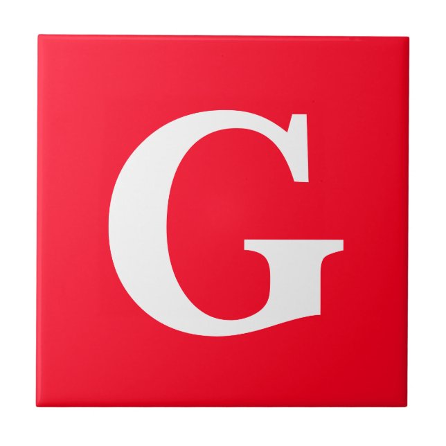 Anfangsbuchstaben Monogram Red White Schlicht Simp Fliese (Vorderseite)