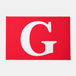 Anfangsbuchstaben Monogram Red White Schlicht Simp Fußmatte