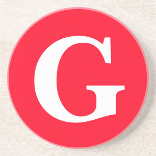 Anfangsbuchstaben Monogram Red White Schlicht Simp Getränkeuntersetzer