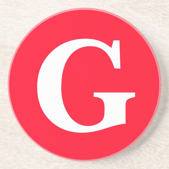 Anfangsbuchstaben Monogram Red White Schlicht Simp Getränkeuntersetzer (Vorne)