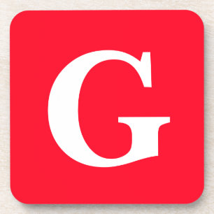 Anfangsbuchstaben Monogram Red White Schlicht Simp Getränkeuntersetzer