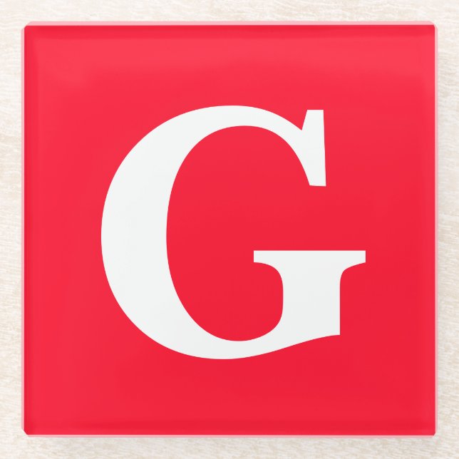 Anfangsbuchstaben Monogram Red White Schlicht Simp Glasuntersetzer (Vorderseite)
