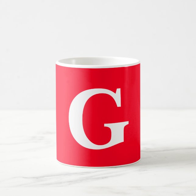 Anfangsbuchstaben Monogram Red White Schlicht Simp Kaffeetasse (Mittel)