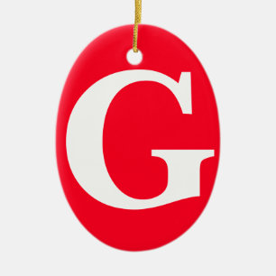 Anfangsbuchstaben Monogram Red White Schlicht Simp Keramik Ornament
