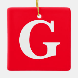 Anfangsbuchstaben Monogram Red White Schlicht Simp Keramikornament