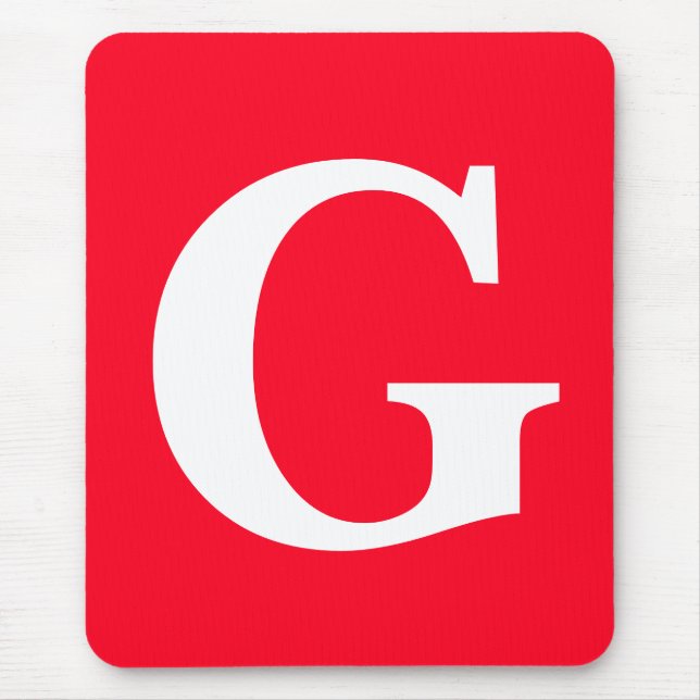 Anfangsbuchstaben Monogram Red White Schlicht Simp Mousepad (Vorne)