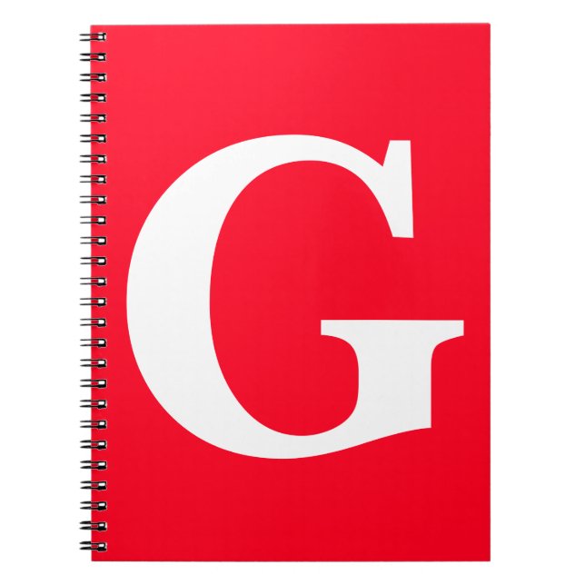 Anfangsbuchstaben Monogram Red White Schlicht Simp Notizblock (Vorderseite)