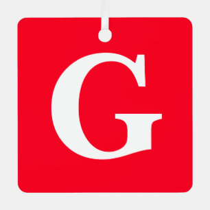 Anfangsbuchstaben Monogram Red White Schlicht Simp Ornament Aus Metall