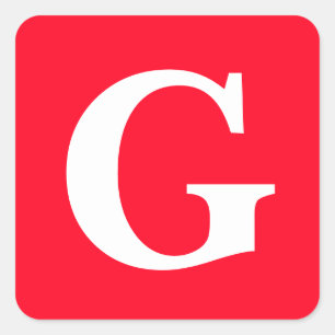 Anfangsbuchstaben Monogram Red White Schlicht Simp Quadratischer Aufkleber