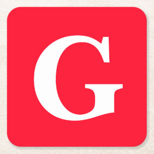 Anfangsbuchstaben Monogram Red White Schlicht Simp Rechteckiger Pappuntersetzer