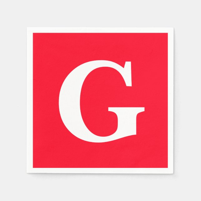 Anfangsbuchstaben Monogram Red White Schlicht Simp Serviette (Vorderseite)