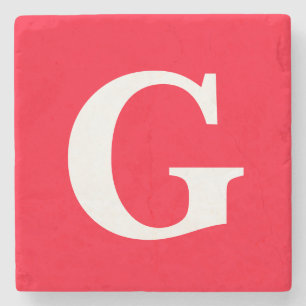 Anfangsbuchstaben Monogram Red White Schlicht Simp Steinuntersetzer