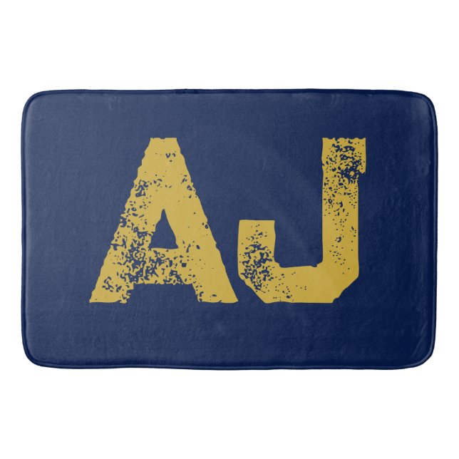 Anfangsbuchstaben Monogramm Gold & Blau Schlicht E Badematte (Vorderseite)