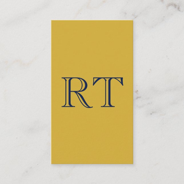 Anfangsbuchstaben Monogramm Gold & Blau Schlicht E Begleitkarte (Vorderseite)