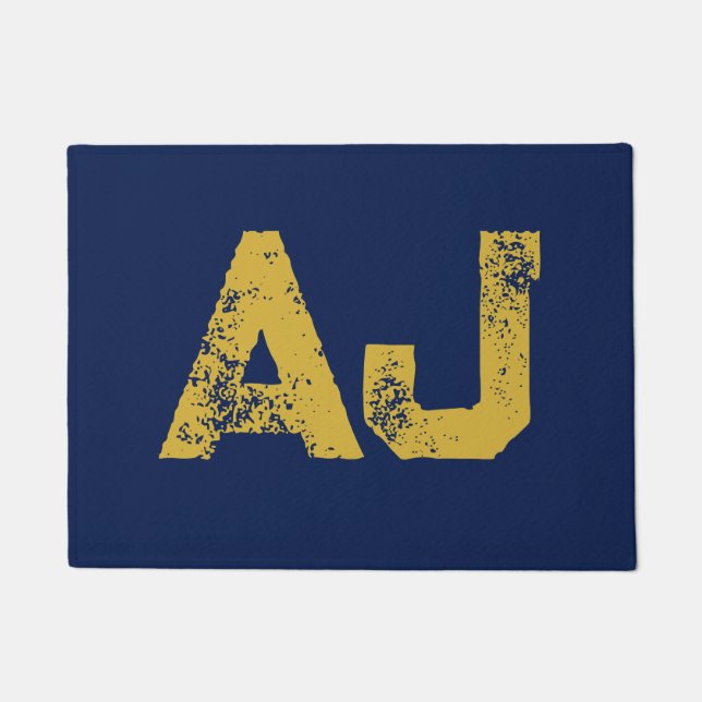 Anfangsbuchstaben Monogramm Gold & Blau Schlicht E Fußmatte (Vorderseite)