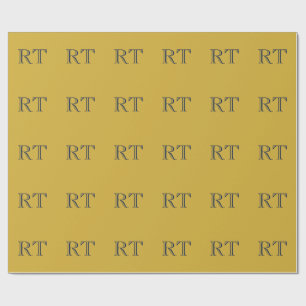 Anfangsbuchstaben Monogramm Gold & Blau Schlicht E Geschenkpapier