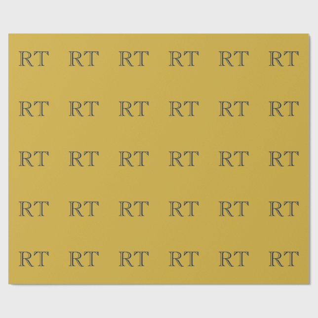 Anfangsbuchstaben Monogramm Gold & Blau Schlicht E Geschenkpapier (Flach)