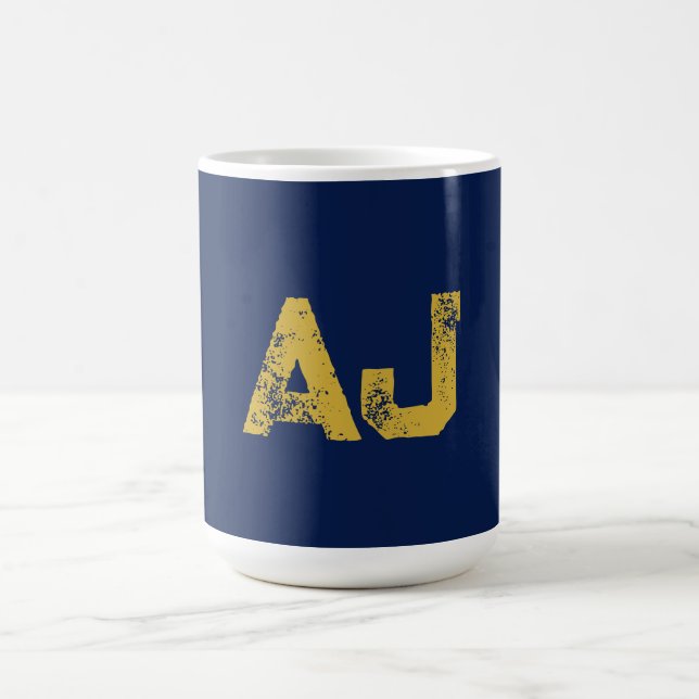Anfangsbuchstaben Monogramm Gold & Blau Schlicht E Kaffeetasse (Mittel)