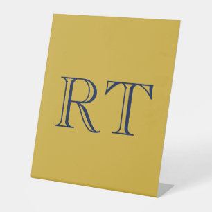 Anfangsbuchstaben Monogramm Gold & Blau Schlicht E Sockelschild
