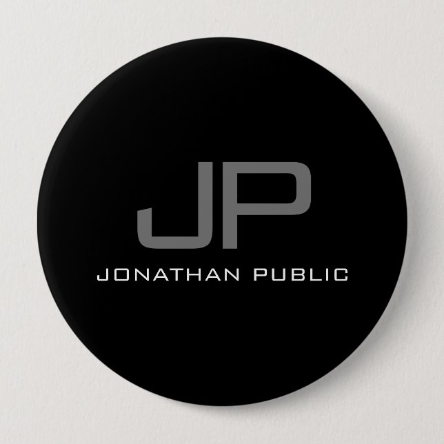Anfangsbuchstaben Monogramm Name Schwarze Vorlage  Button (Vorderseite)