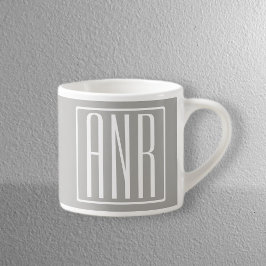 Anfangsbuchstaben Monogramm | Weiß auf Hellgrau Espressotasse
