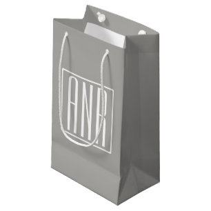 Anfangsbuchstaben Monogramm Weiß auf Hellgrau Kleine Geschenktüte