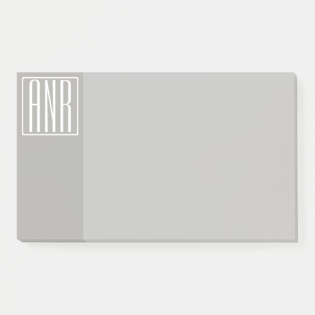 Anfangsbuchstaben Monogramm | Weiß auf Hellgrau Post-it Klebezettel (Vorderseite)