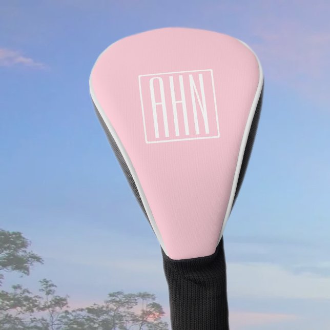 Anfangsbuchstaben Monogramm | Weiß auf Hellrosa Golf Headcover (Von Creator hochgeladen)