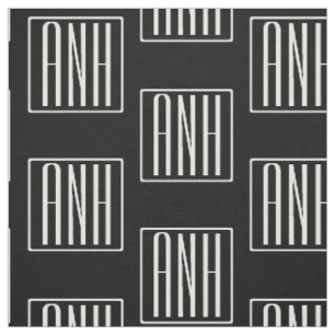 Anfangsbuchstaben Monogramm Weiß auf Schwarz Stoff