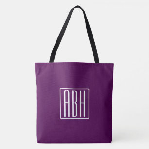 Anfangsbuchstaben Monogramm   Weiß auf Tiefpurpur