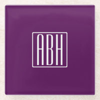 Anfangsbuchstaben Monogramm | Weiß auf Tiefpurpur
