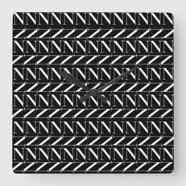 Anfangsbuchstaben N Quadratische Wanduhr (Vorderseite)