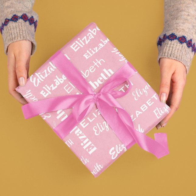 Anfangsbuchstaben rosa Personalisiertes Geschenk Geschenkpapier (Name Initial Monogram Pink Personalized Gift Wrapping Paper)